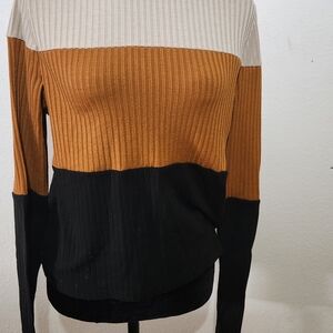 Shein XL Colorblock Ribbed Long Sleeve Top